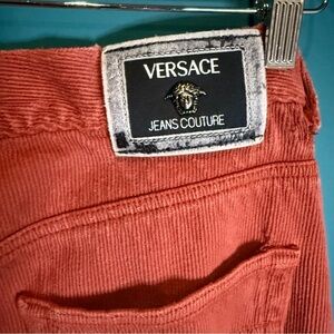 Vintage Versace Jeans Couture Vibrant red/orange Corduroy TrousersMade in Italy